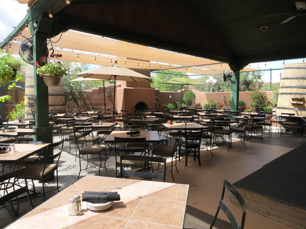 The patio of St. Clair's wine bar and bistro in Albuquerque
