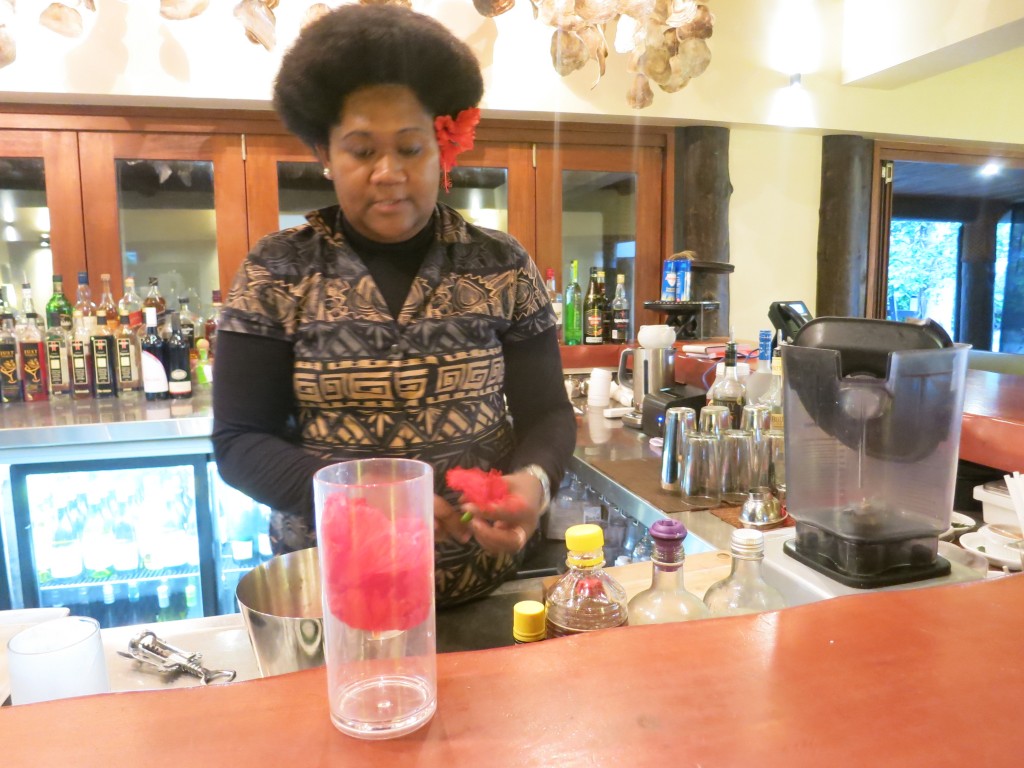 Bartender Tila at Nanuku in Fiji