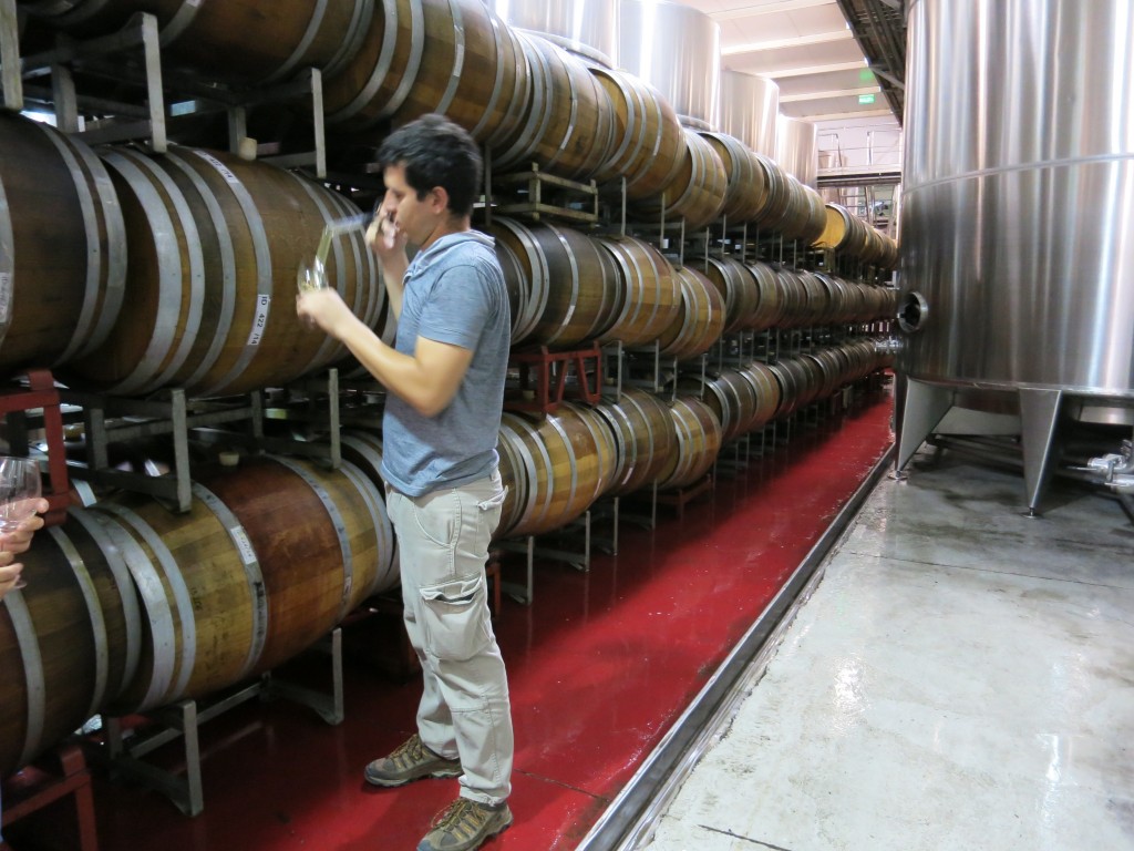 Tasting straight from the barrel in Catena Zapata's experimental winery