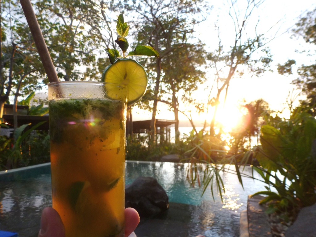 Drinking a Mojito made with Flor de Caña rum in Nicaragua